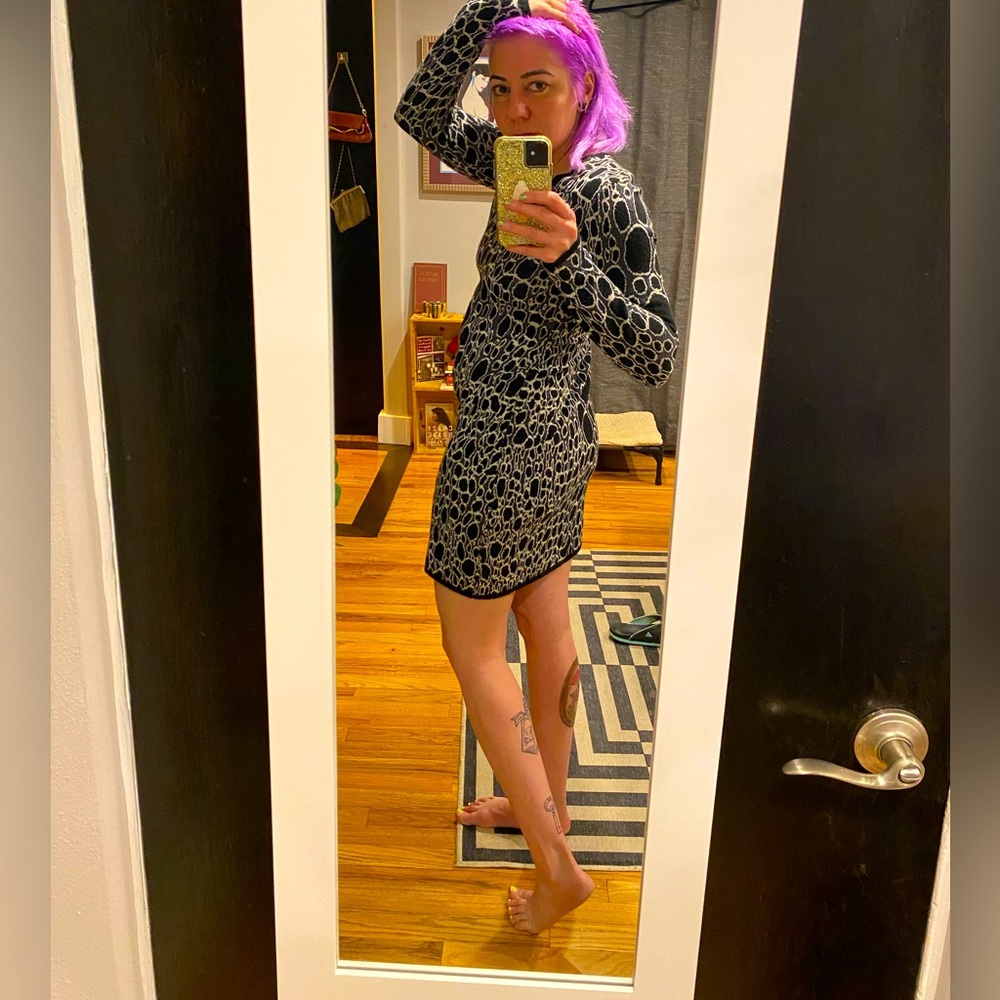 Sexy sparkly animal print sweater dress